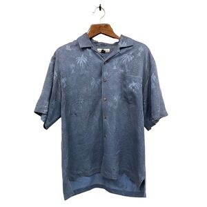 Tommy Bahamas Men’s Silk Blue Tropical Button Down Sz Medium Short Sleeve